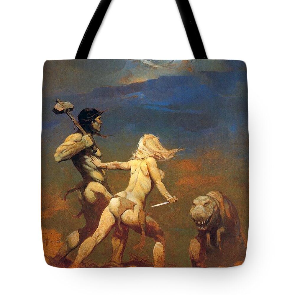 Frank Frazetta Tote Bag featuring the painting Cornered by Frank Frazetta