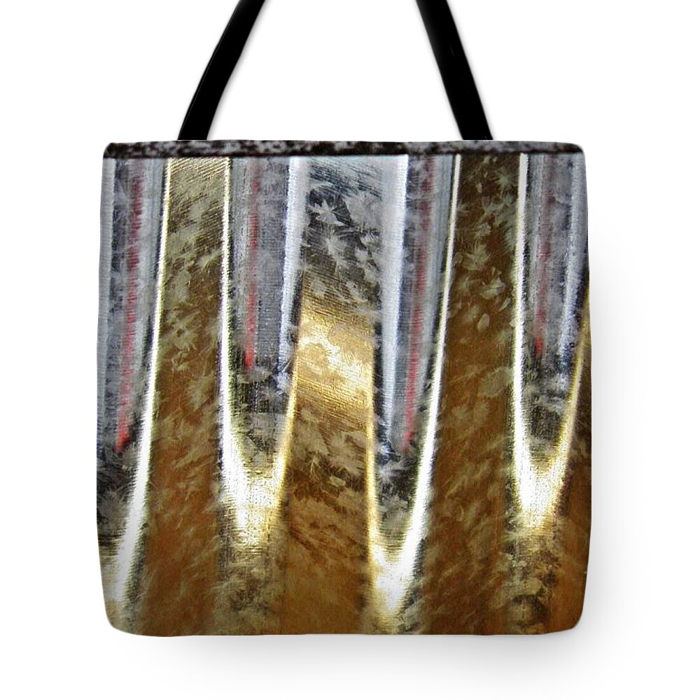 Metal Tote Bag featuring the photograph Corrugated Metal Abstract 3 by Sarah Loft