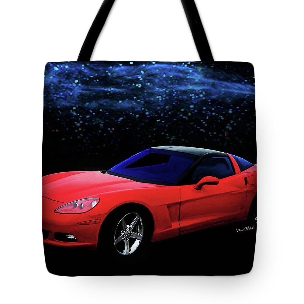 Chevrolet Tote Bag featuring the photograph Corvette C-6 2005-2013 by Chas Sinklier