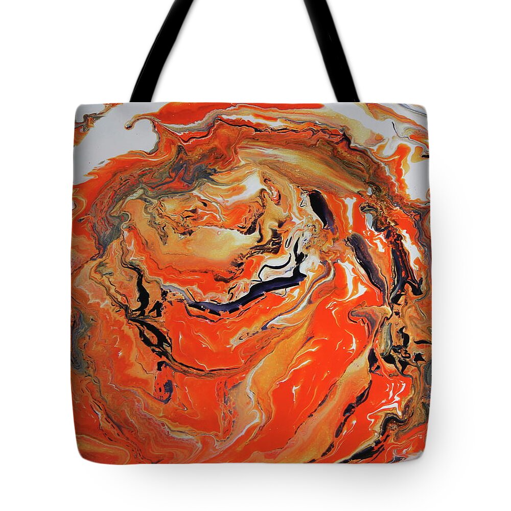 Orange Tote Bag featuring the painting Cosmic Storm by Madeleine Arnett