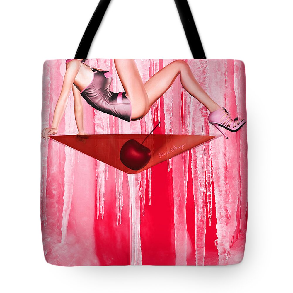 Pin-up Tote Bag featuring the digital art Cosmo Girl by Alicia Hollinger