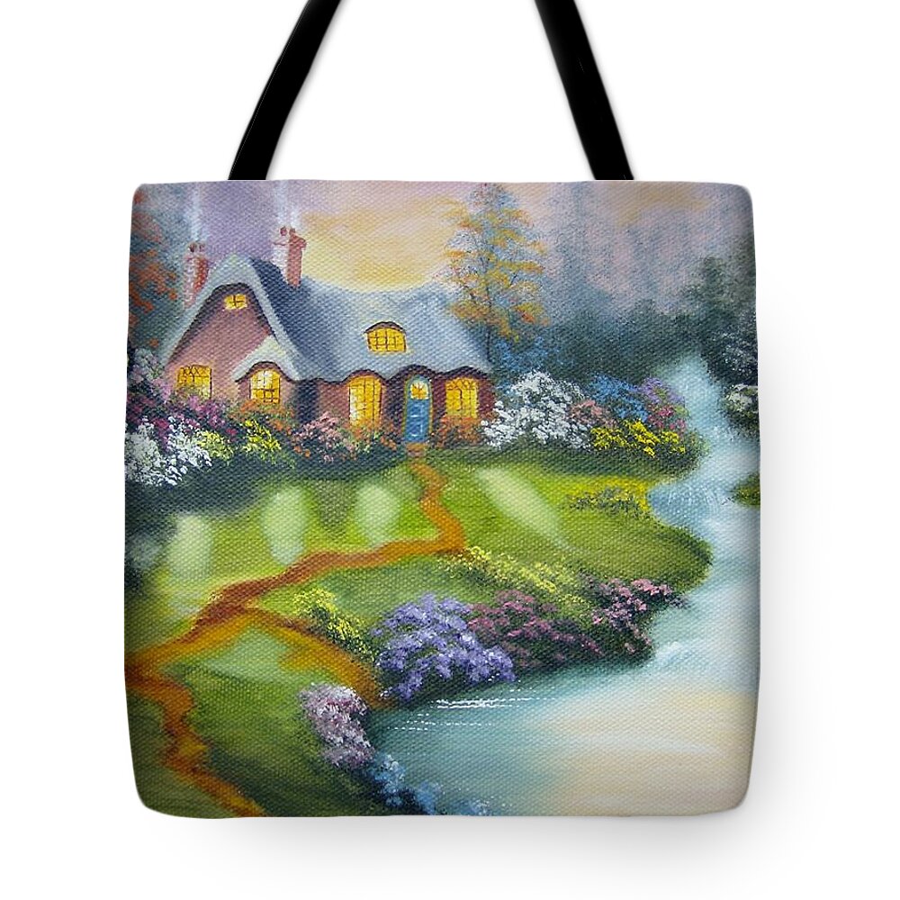 Cottage Tote Bag featuring the painting Cottage by Debra Campbell