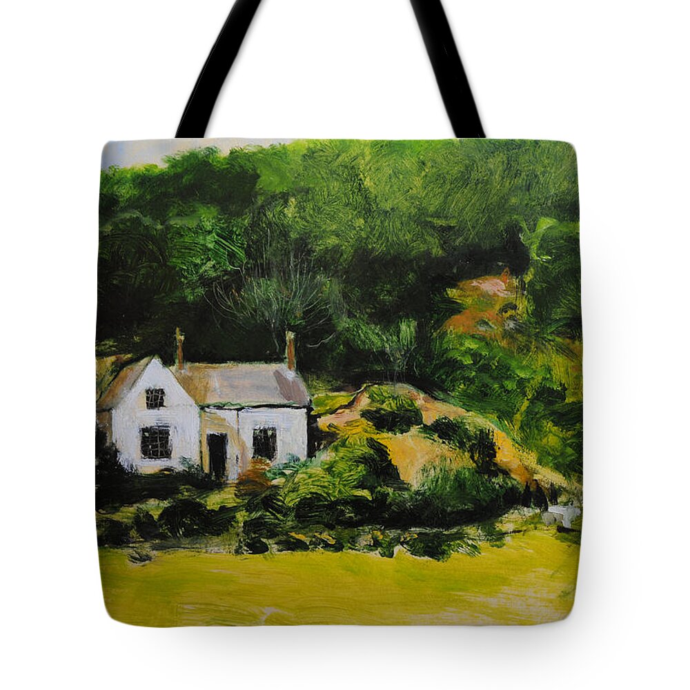Wales Tote Bag featuring the painting Cottage in Wales by Harry Robertson