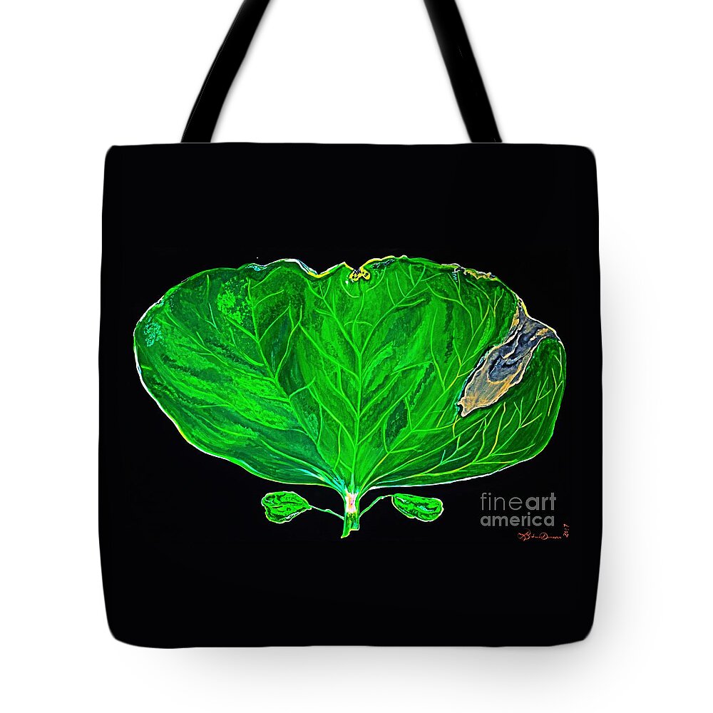 Print Tote Bag featuring the painting Cotton Sprout Leaf by Barbara Donovan