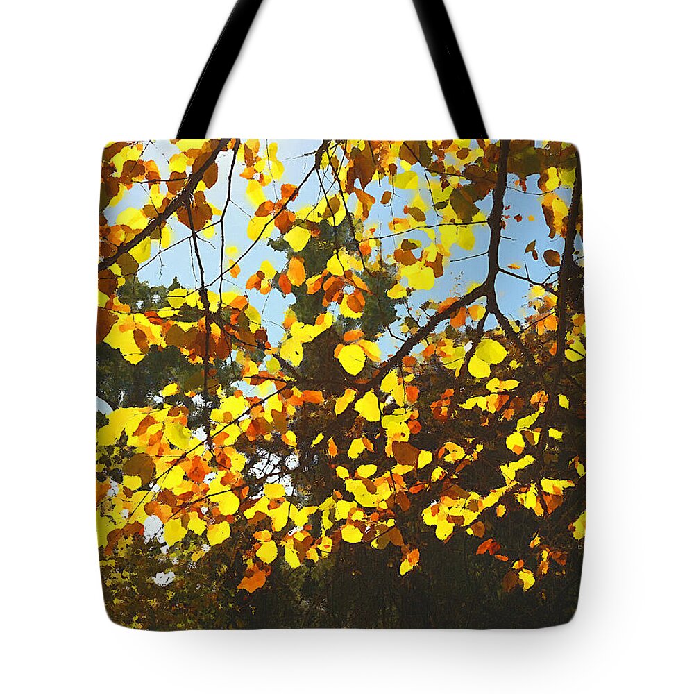 Abstract Tote Bag featuring the mixed media Cottonwood Abstract by Shelli Fitzpatrick