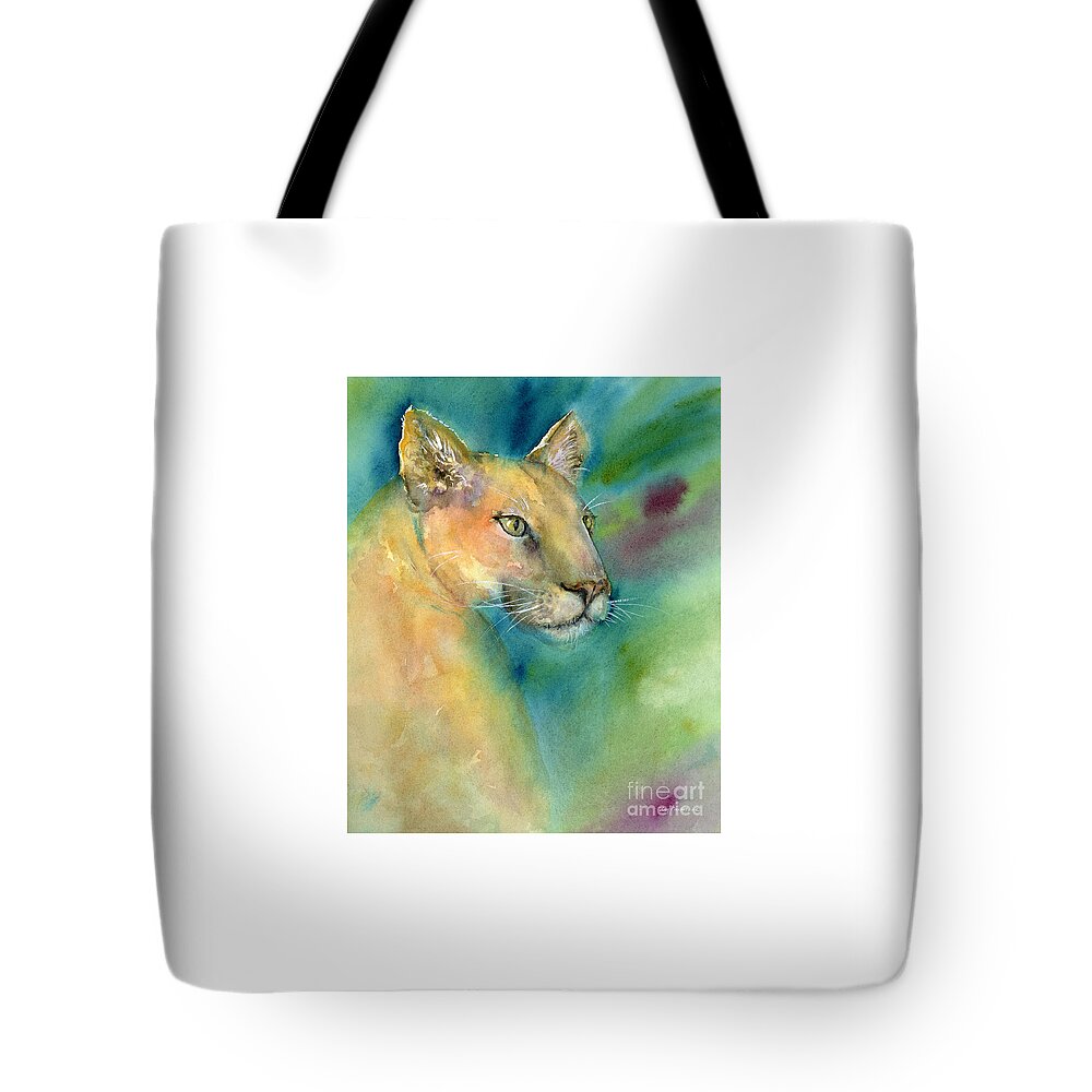 Cat Tote Bag featuring the painting Cougar by Amy Kirkpatrick