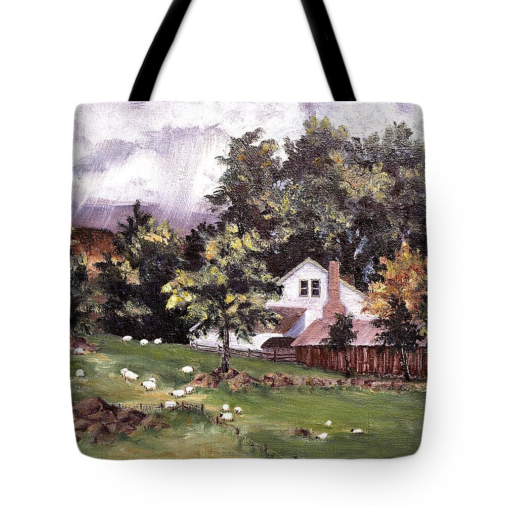 Country Tote Bag featuring the painting Country Cottage by Connie Williams