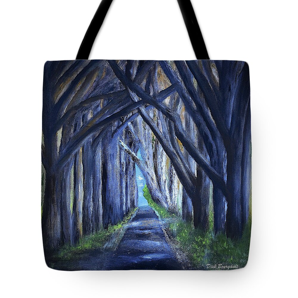 Lane Tote Bag featuring the painting Country Lane by Dick Bourgault