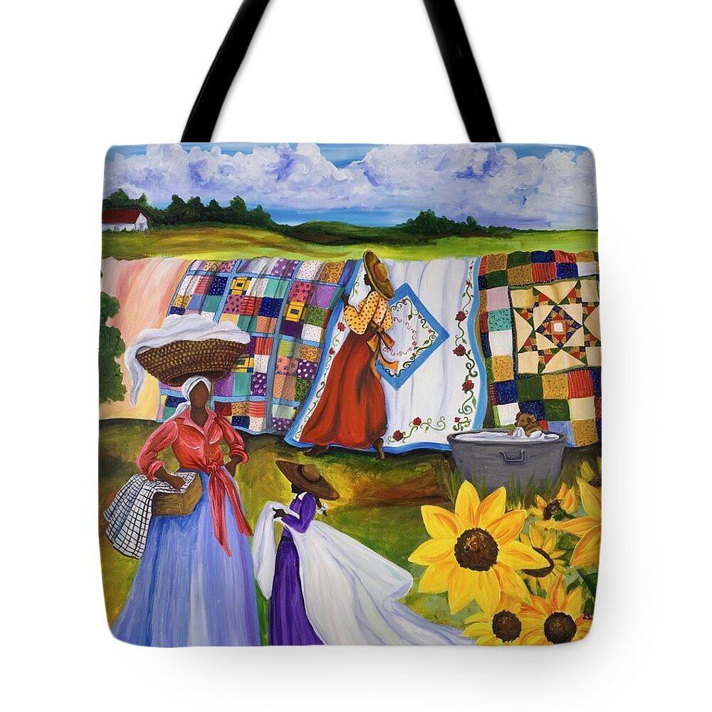 Gullah Tote Bag featuring the painting Country Quilts by Diane Britton Dunham