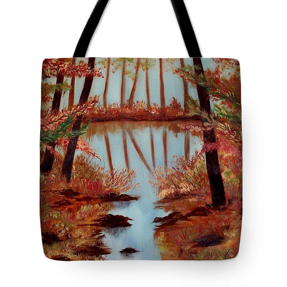 Fall Painting Tote Bag featuring the painting Country Reflections by Leslie Allen