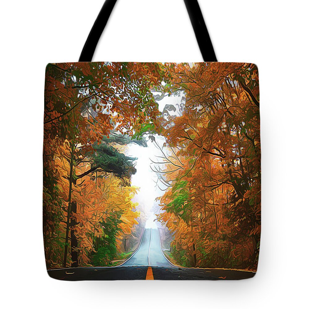 Country Roads Tote Bag featuring the painting Country Roads by Harry Warrick