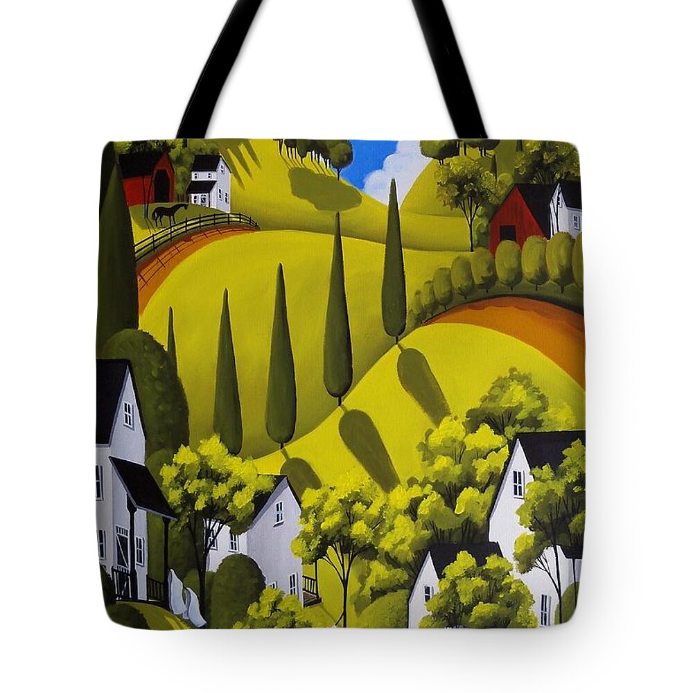 Farm Tote Bag featuring the painting Country Wash - countryside landscape by Debbie Criswell