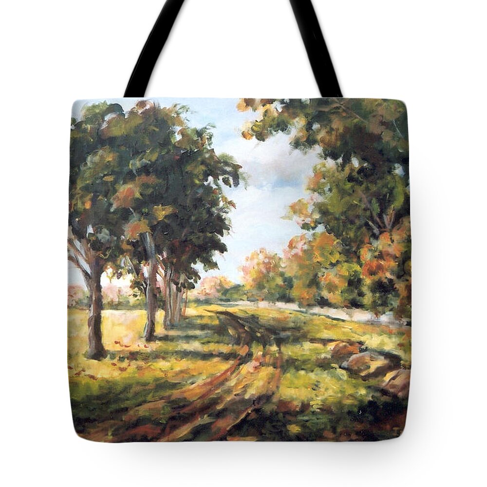 Ingrid Dohm Tote Bag featuring the painting Countryside by Ingrid Dohm