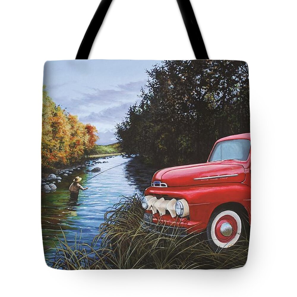 Truck Tote Bag featuring the painting Couple of Old Timers by Anthony J Padgett