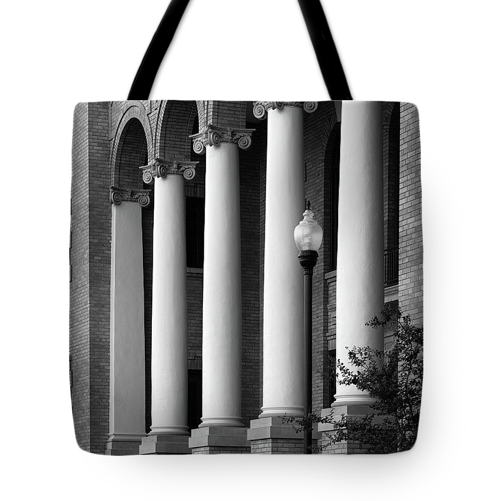 Courthouse Tote Bag featuring the photograph Courthouse Columns by Richard Rizzo