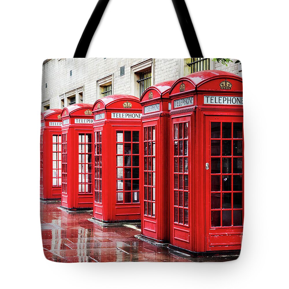 London Tote Bag featuring the photograph Covent Garden phone boxes by Jane Rix
