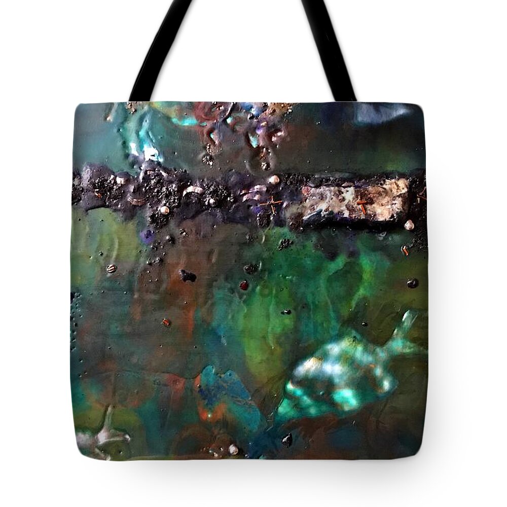 Male Tote Bag featuring the painting Cow and fish by Greg Hester