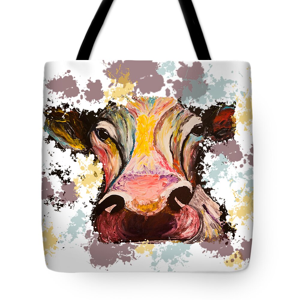 Cow Tote Bag featuring the painting Cow Splotch by Robin Hillman
