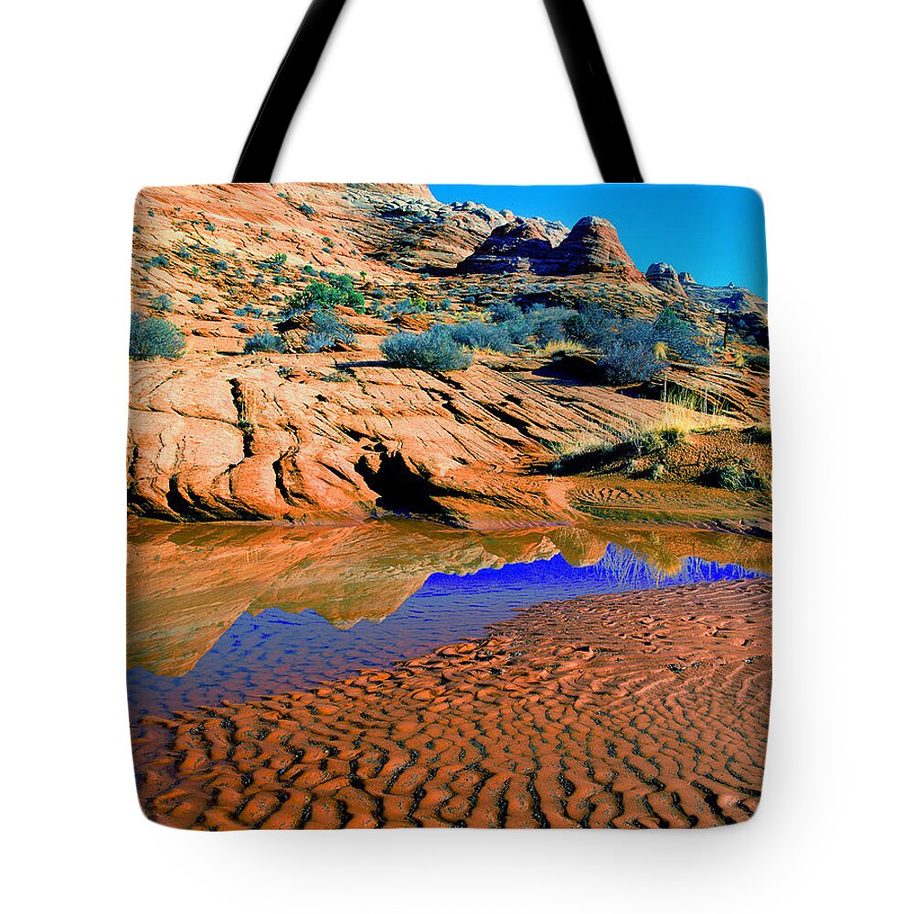 Coyote Buttes Tote Bag featuring the photograph Coyote Buttes Reflection by Frank Houck