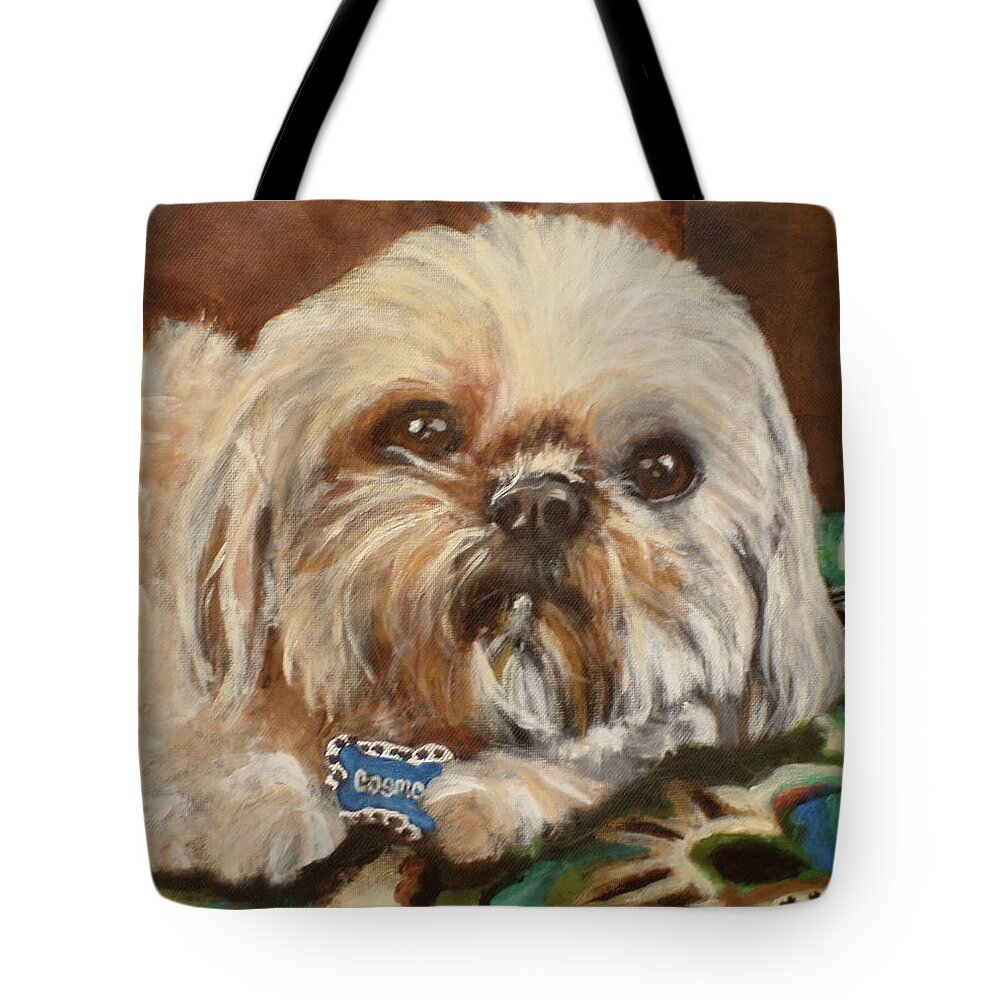 Bichon Tote Bag featuring the painting Cozmo by Carol Russell