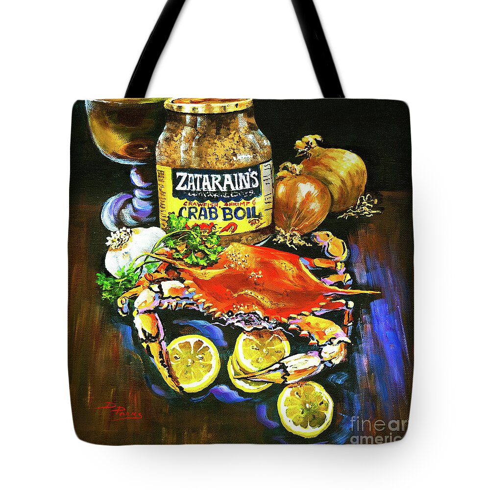  New Orleans Tote Bag featuring the painting Crab Fixin's by Dianne Parks