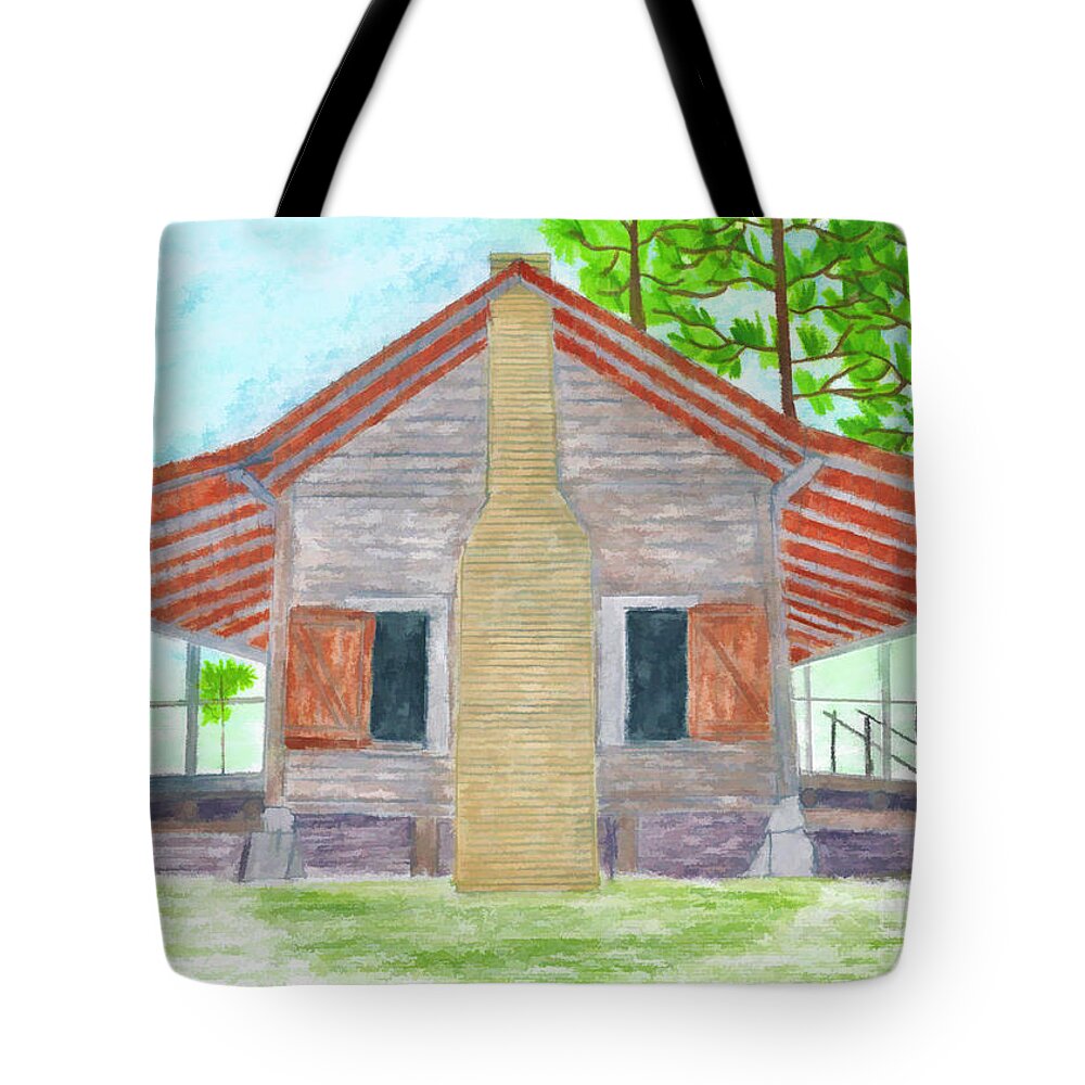 Illustration Tote Bag featuring the drawing Cracker House - Florida by D Hackett