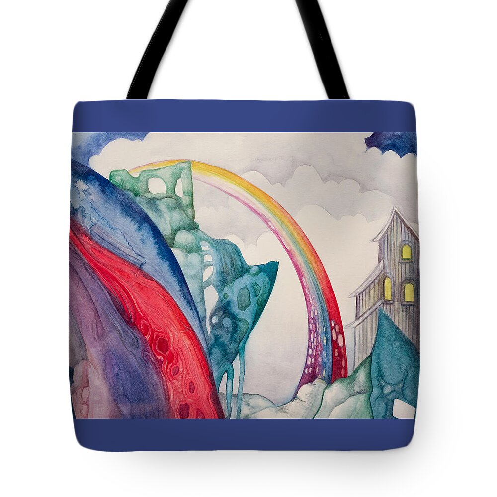 Adria Trail Tote Bag featuring the painting Craggy Cliffs by Adria Trail