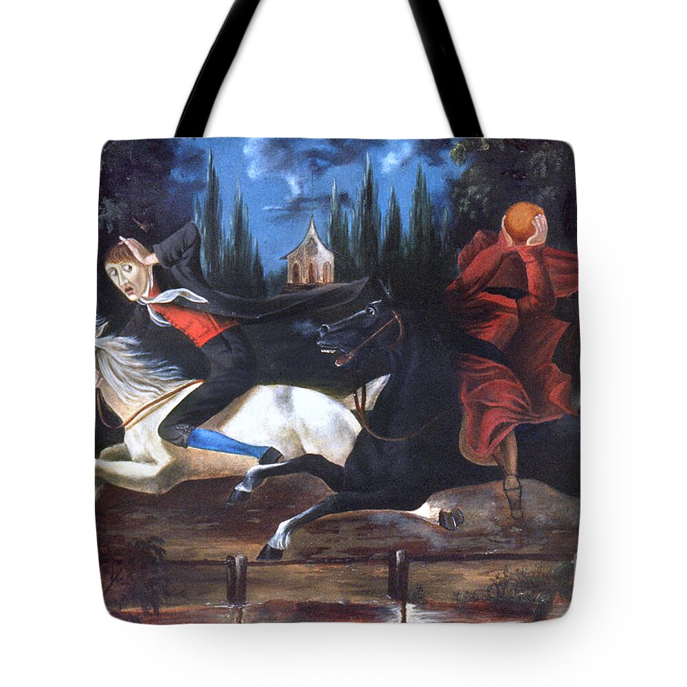 1835 Tote Bag featuring the photograph Crane And Horseman by Granger
