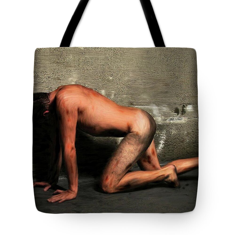 Crawling Tote Bag featuring the painting Crawling Away by Troy Caperton