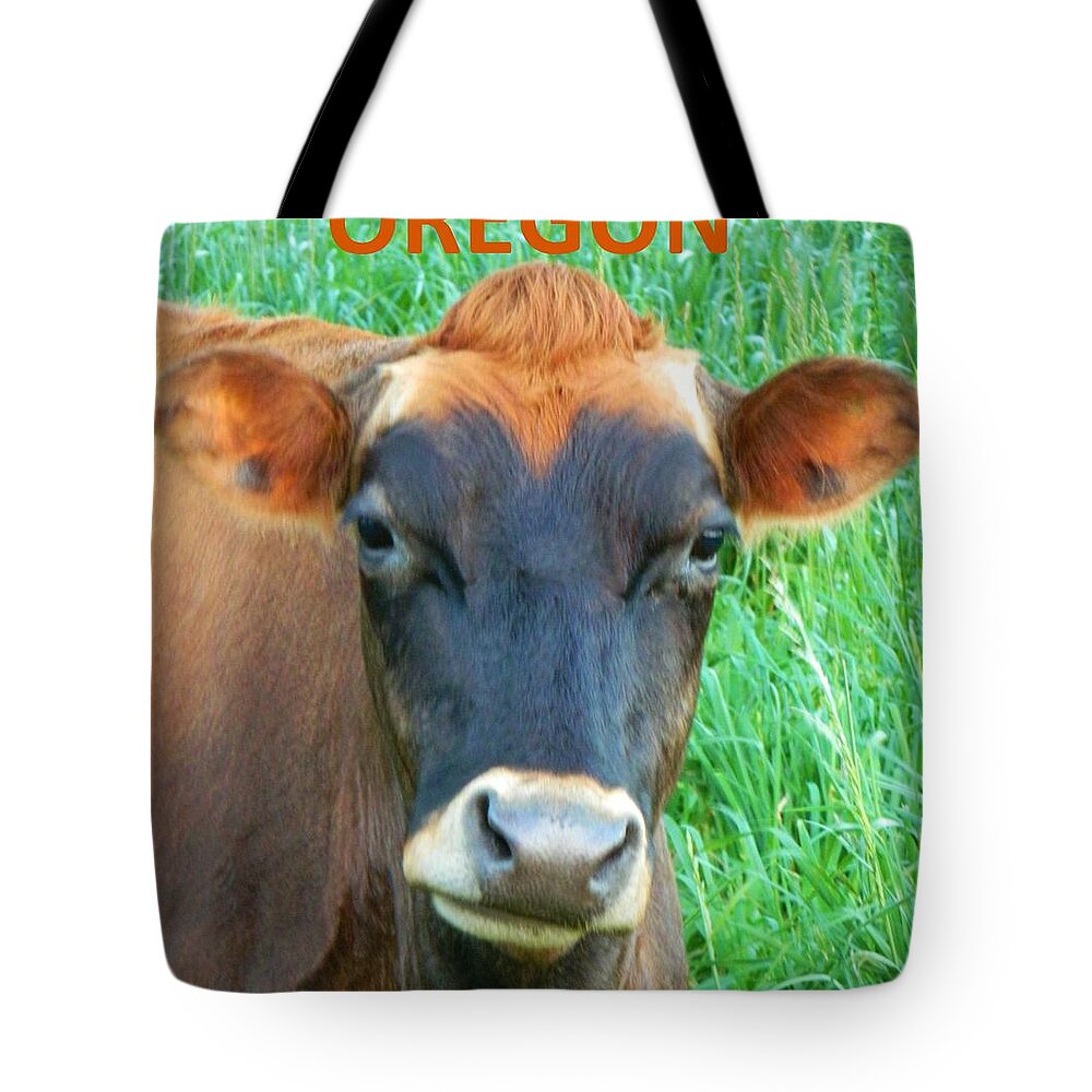 Cows Tote Bag featuring the photograph Crazy Cow by Gallery Of Hope 