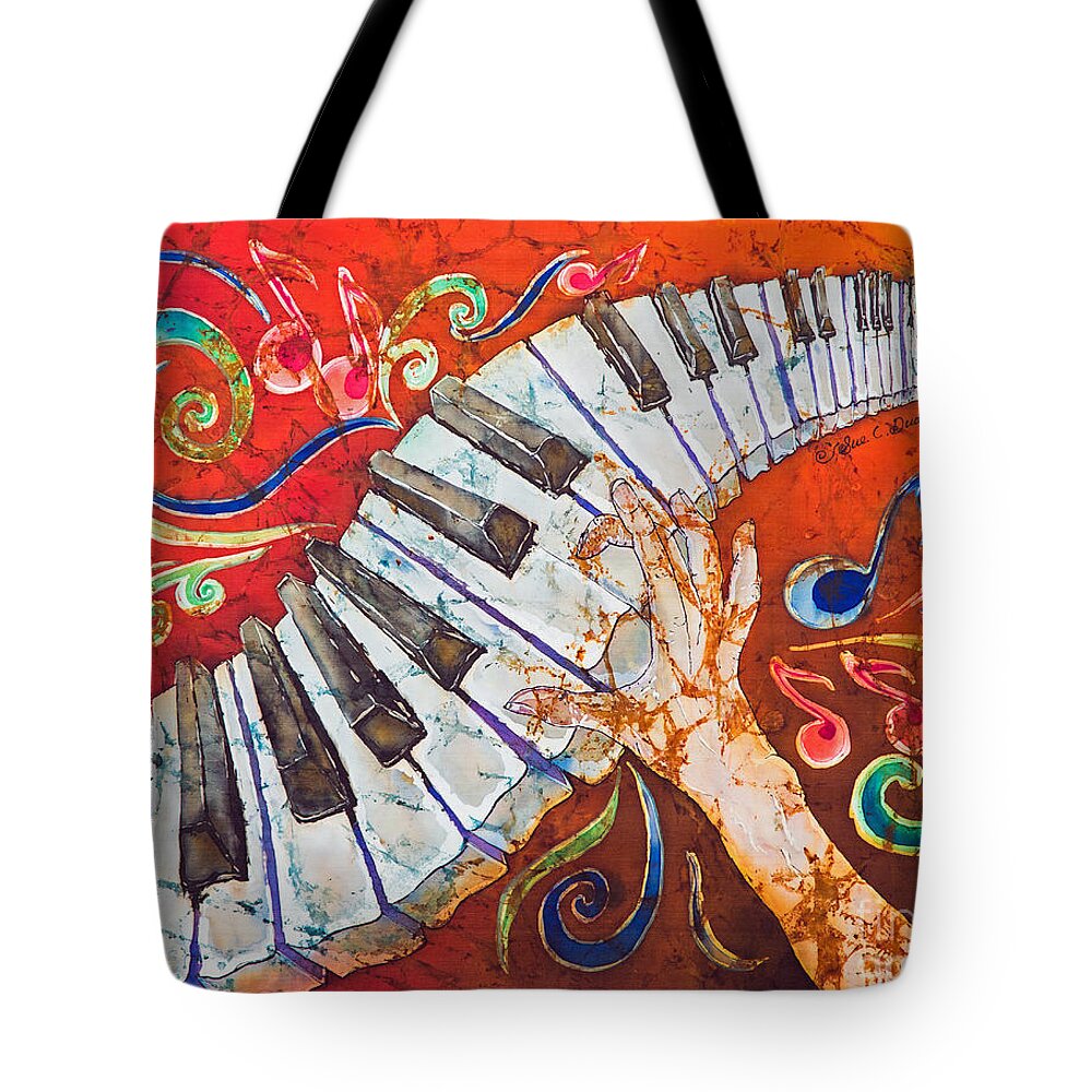 Piano Tote Bag featuring the tapestry - textile Crazy Fingers - Piano Keyboard by Sue Duda