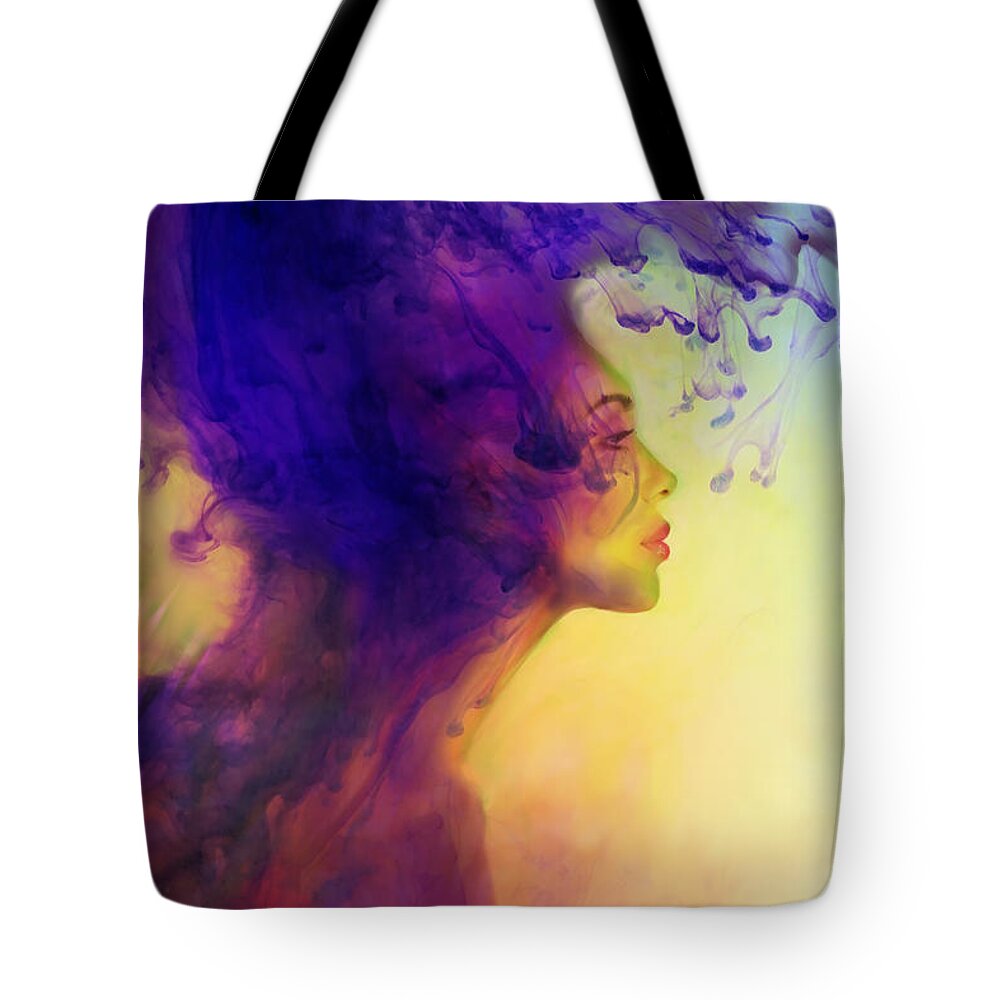 Crazy Hair Day Tote Bag featuring the digital art Crazy Hair Day by Lilia S