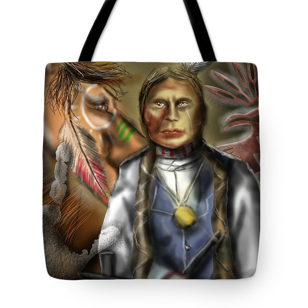  Tote Bag featuring the painting Crazy Horse by Rob Hartman