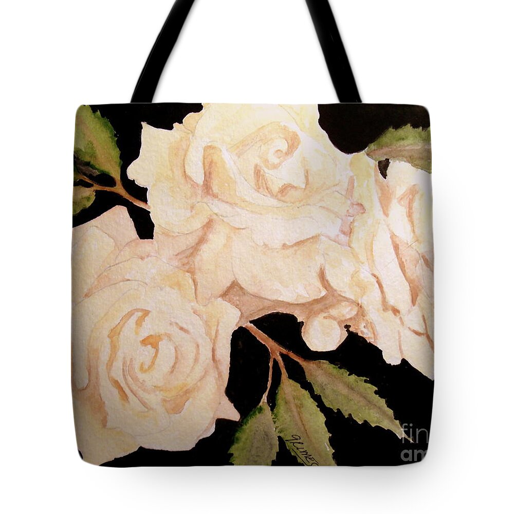 Roses Tote Bag featuring the painting Cream Colored Roses by Carol Grimes