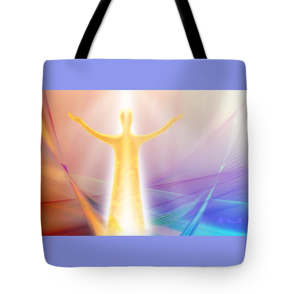 Angel Tote Bag featuring the painting Creating Balance by Hartmut Jager