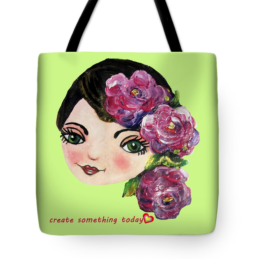 Face Tote Bag featuring the painting Creative Green Eye by Vesna Martinjak