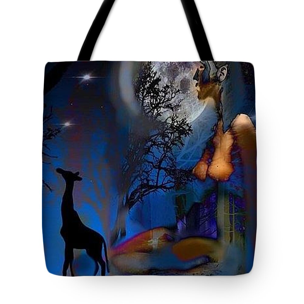 Spiritual Art Tote Bag featuring the digital art Creatures of the Night by Serenity Studio Art