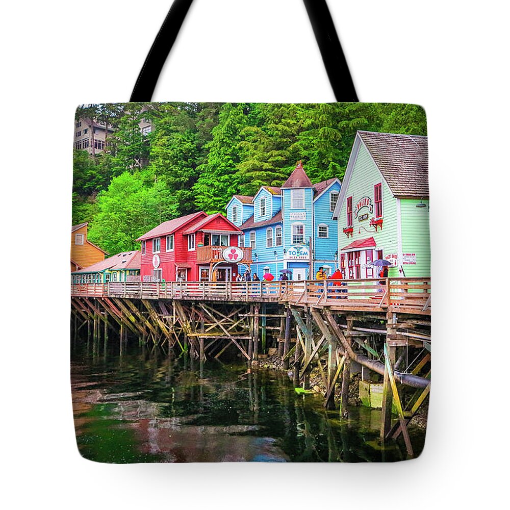 Seascape Tote Bag featuring the photograph Creek Street Ketchikan Alaska by Jason Brooks