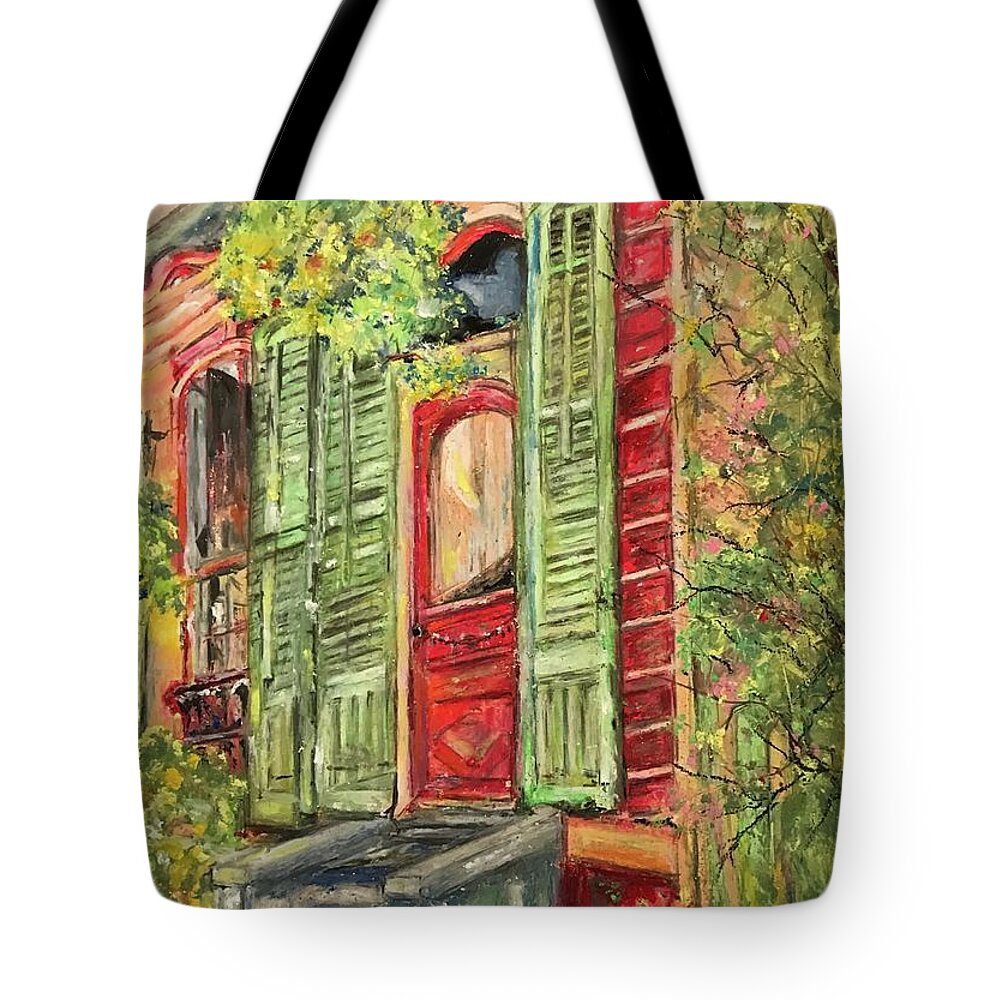 Creole Tote Bag featuring the painting Creole Painted Lady in the Marigny by Robin Miller-Bookhout