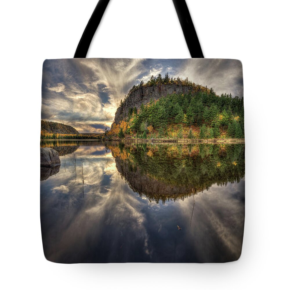 Aboriginal Tote Bag featuring the photograph Crescent Lake Golden Hour HDR Wide Pano by Jakub Sisak