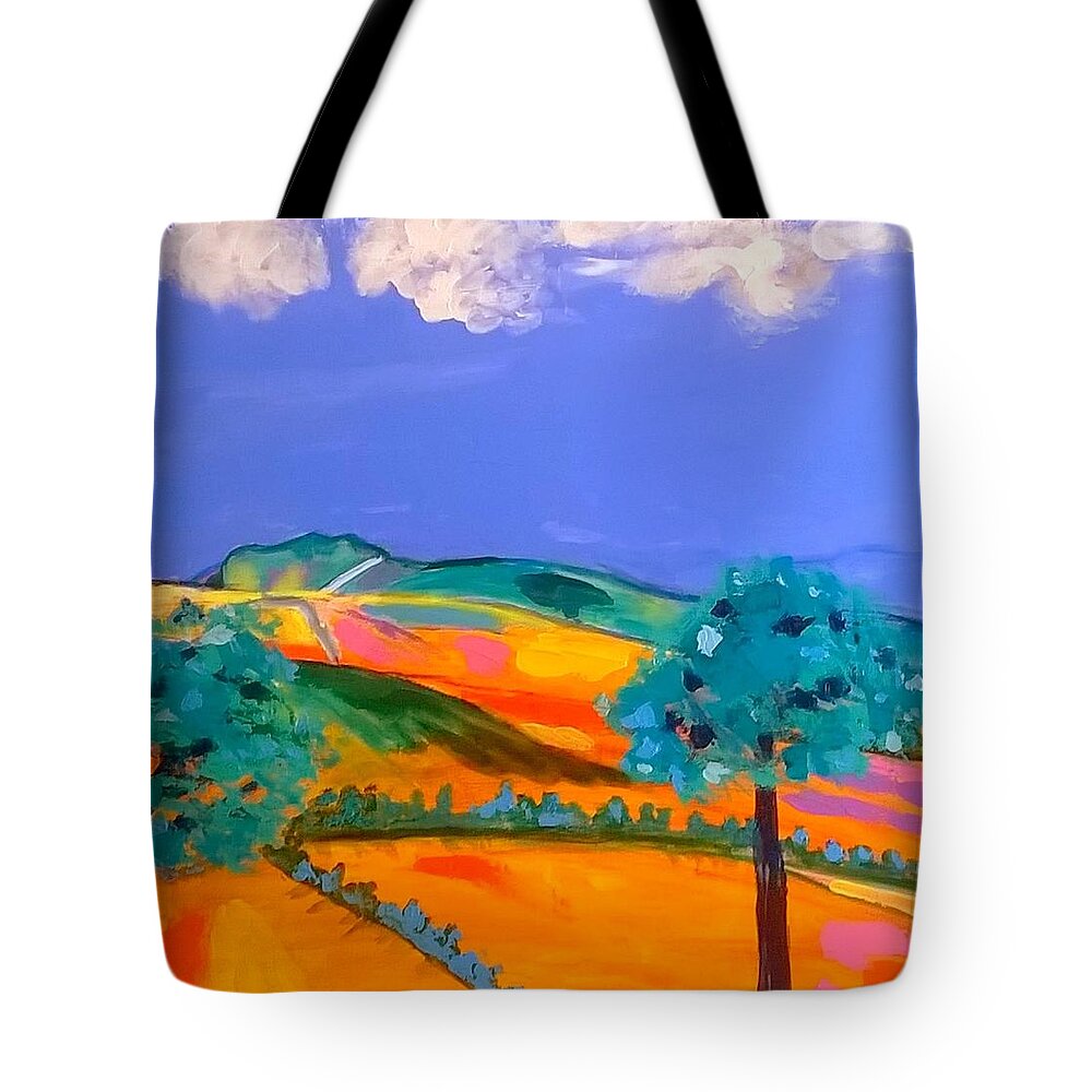 Wales Tote Bag featuring the painting Cribarth The Sleeping Giant by Rusty Gladdish