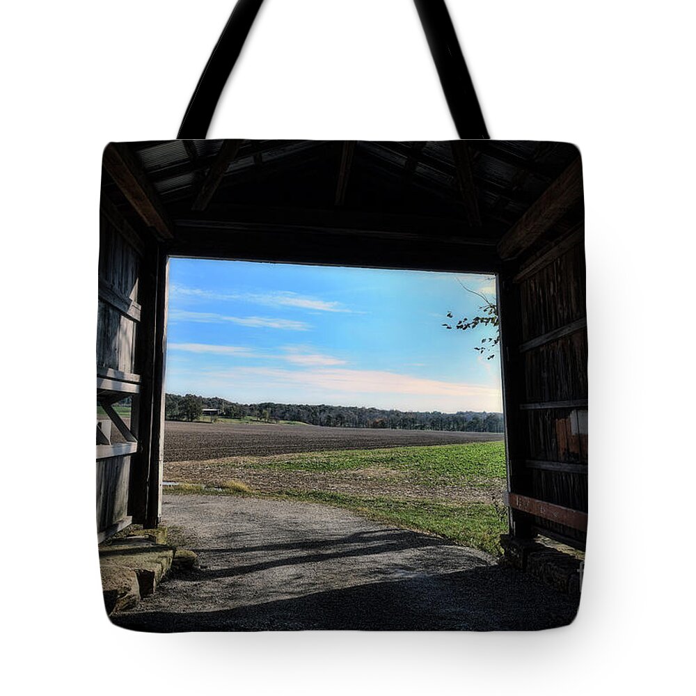 Parke County Tote Bag featuring the photograph Crooks Bridge by Joanne Coyle
