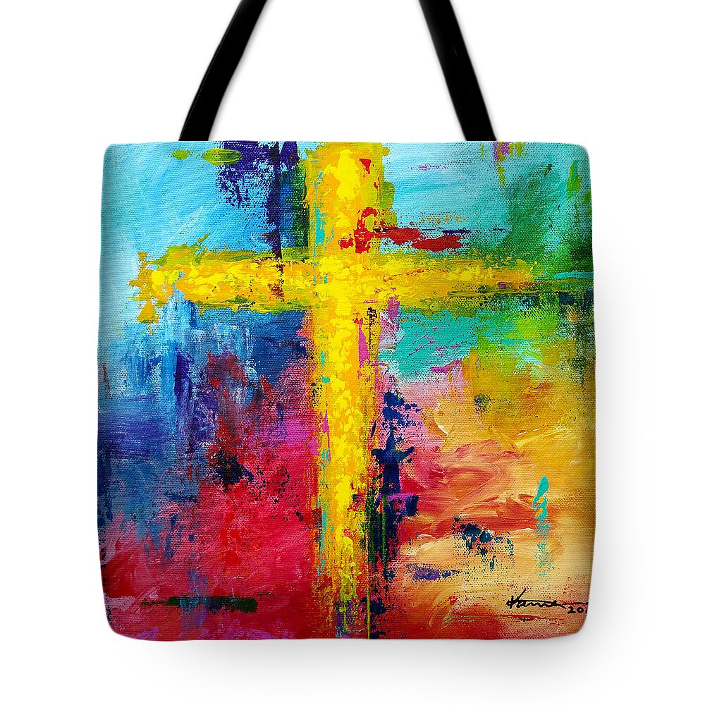 Texture Tote Bag featuring the painting Cross No.7 by Kume Bryant