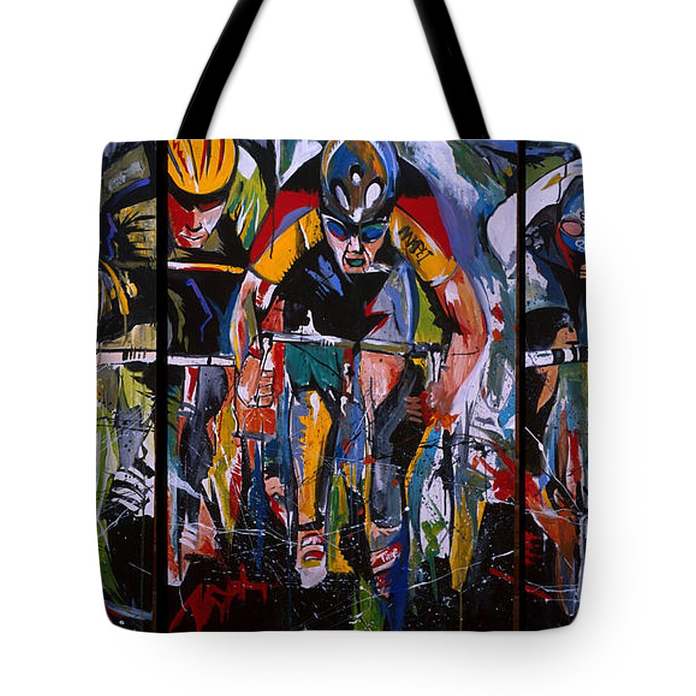  Tote Bag featuring the painting Cross The Line by John Gholson