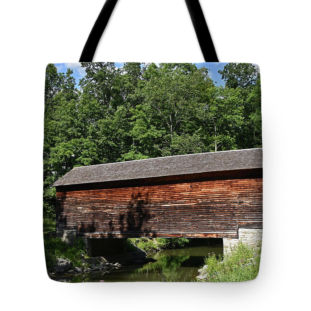 Brook Tote Bag featuring the photograph Crossing Shadow Brook by Mike Martin