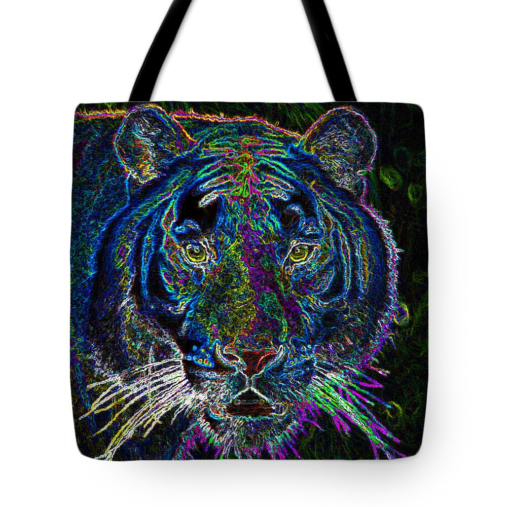 Art Tote Bag featuring the painting Crouching Tiger by David Lee Thompson