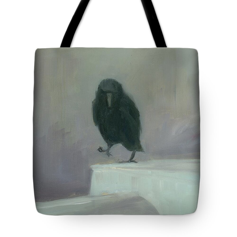 Bird Tote Bag featuring the painting Crow 16 by David Ladmore