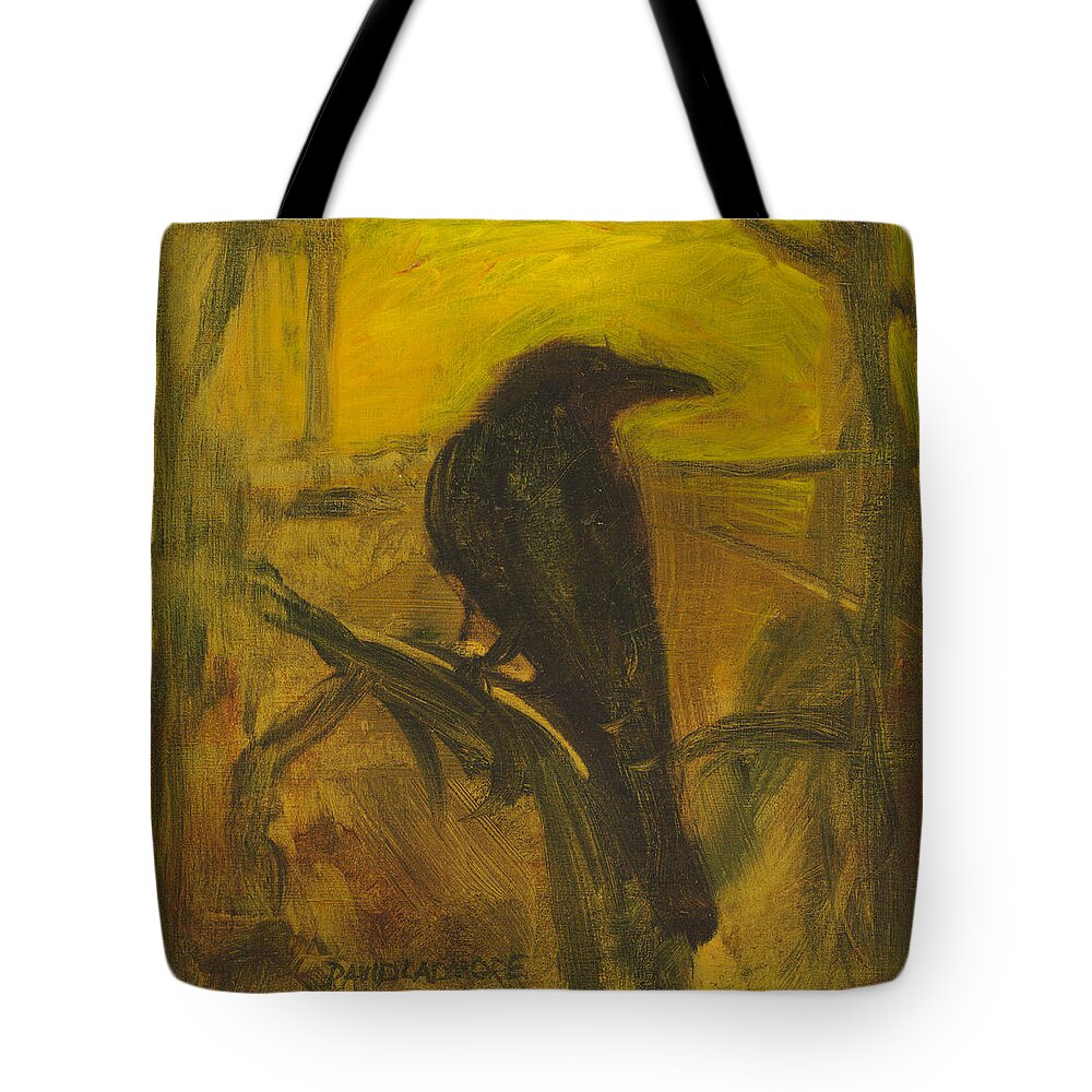 Bird Tote Bag featuring the painting Crow 21 by David Ladmore