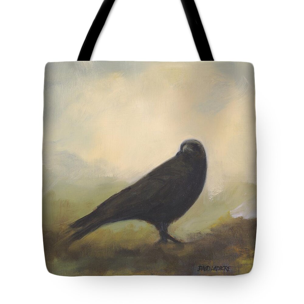 Bird Tote Bag featuring the painting Crow 24 by David Ladmore