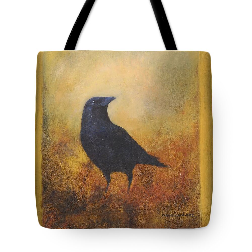 Bird Tote Bag featuring the painting Crow 25 by David Ladmore